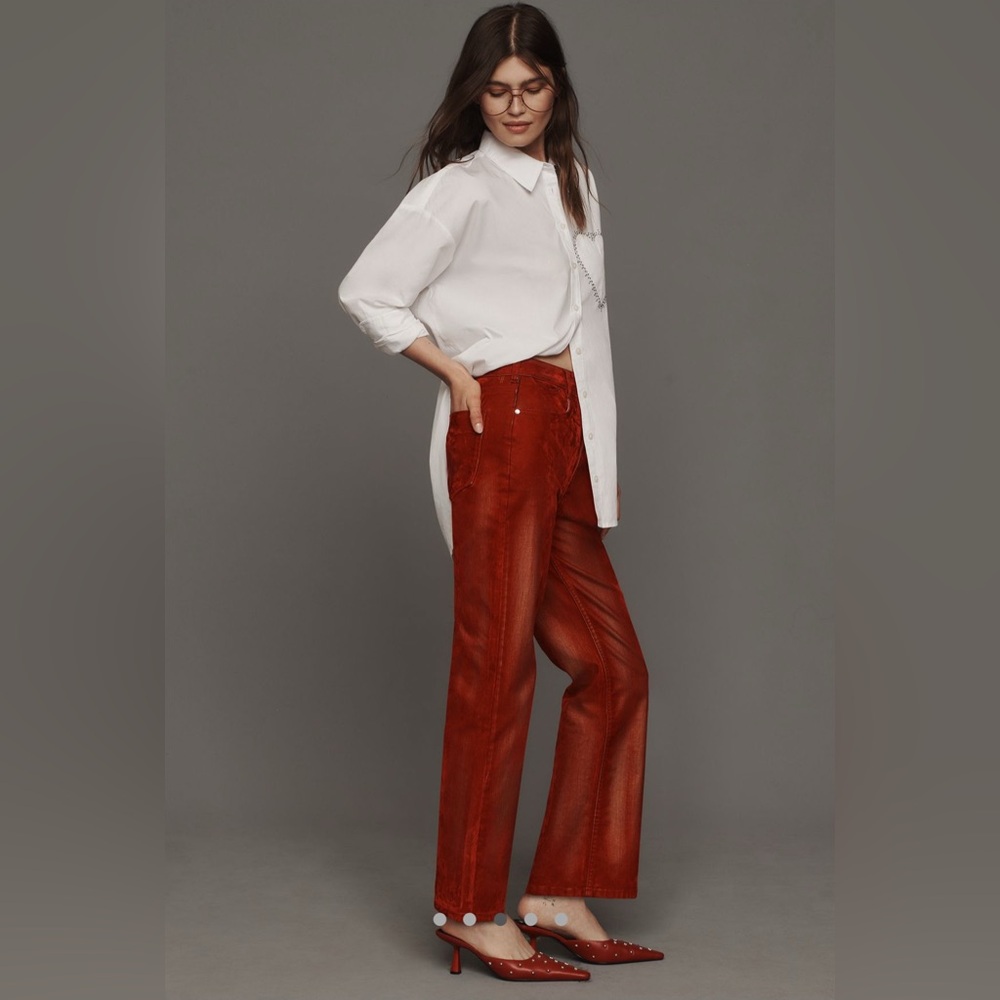 Anthropologie Pilcro The Annie Flocked High-Rise Straight-Leg Jeans - Picture 3 of 16